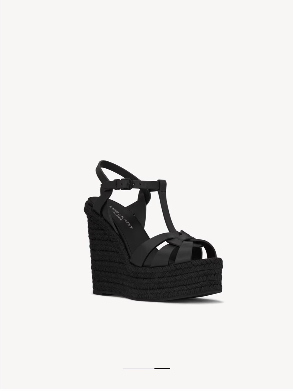 Yves Saint Laurent Black T-Strap Wedge Espadrille Platform